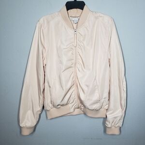 Zella dusty rose satin bomber jacket size large